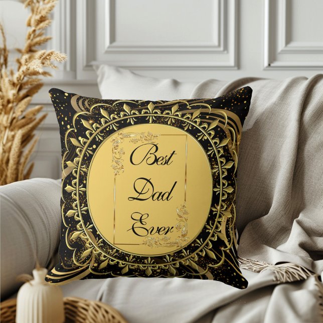 Almofada Melhor Pai Alguma Vez Moderno Em Caligrafia, Cabeç (Best Dad Ever Modern Calligraphy Leafy Swirls Cute Throw Pillow)