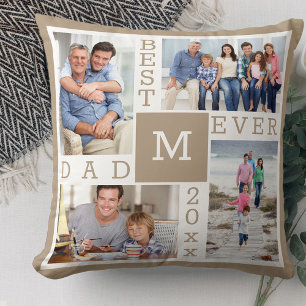 Almofada Melhor Pai De 4 Monogramas Brancos De Colagem De F