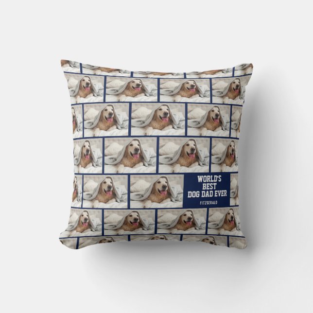 Almofada Melhor Pai de Cães para Mundos Personalizados (Frente)