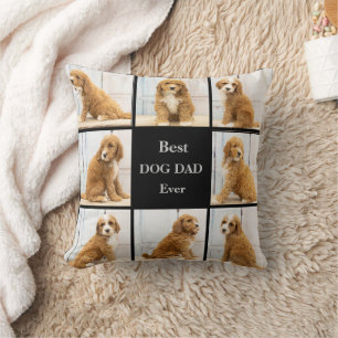 Almofada Melhor Pai De Cão Nunca Preto de Colagem de Foto