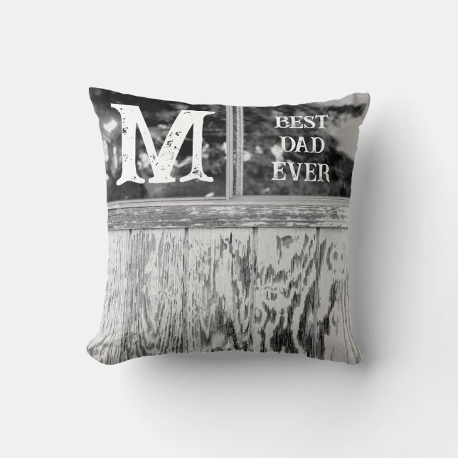 Almofada Melhor Pai de Fotografia Branca e Preta Russo Nunc (Frente)