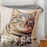 Almofada Melhor Pai De Gato De Foto Personalizada De Pet Mo<br><div class="desc">Este design simples e clássico é composto por tipografia serif e adiciona uma foto personalizada</div>