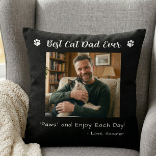 Almofada Melhor Pai de Gato Patas Foto de Animal Preto