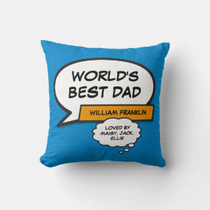 Almofada Melhor Pai do Mundo, Papai, Super-Herói Azul Diver