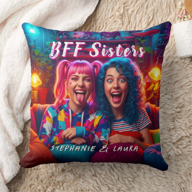 Almofada Melhores Amigas Irmãs Divertidas BFF (Cobertor)