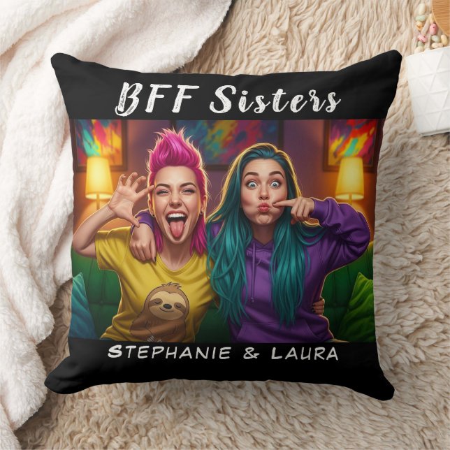 Almofada Melhores Amigas Irmãs Divertidas BFF (Cobertor)