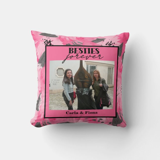 Almofada Melhores Amigas Presente de Foto Rosa (Frente)