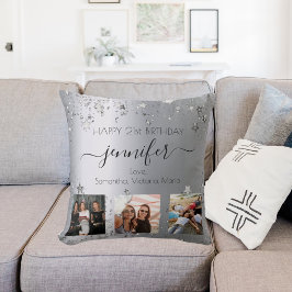Almofada Melhores amigos da foto de prata de aniversário