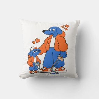 Almofada Melhores Amigos: Duo Pai e Filho Blue Dog (Laranja