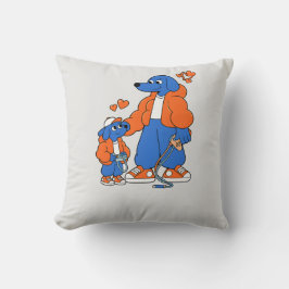 Almofada Melhores Amigos: Duo Pai e Filho Blue Dog (Laranja