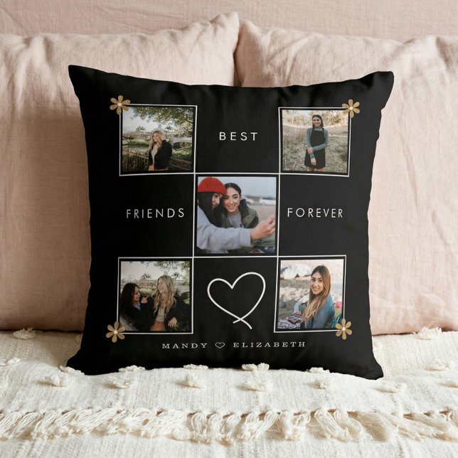 Almofada Melhores Amigos para o 5° Colagem de Fotografias P (Best Friends Forever Photo Collage BFF Keepsake Throw Pillow)