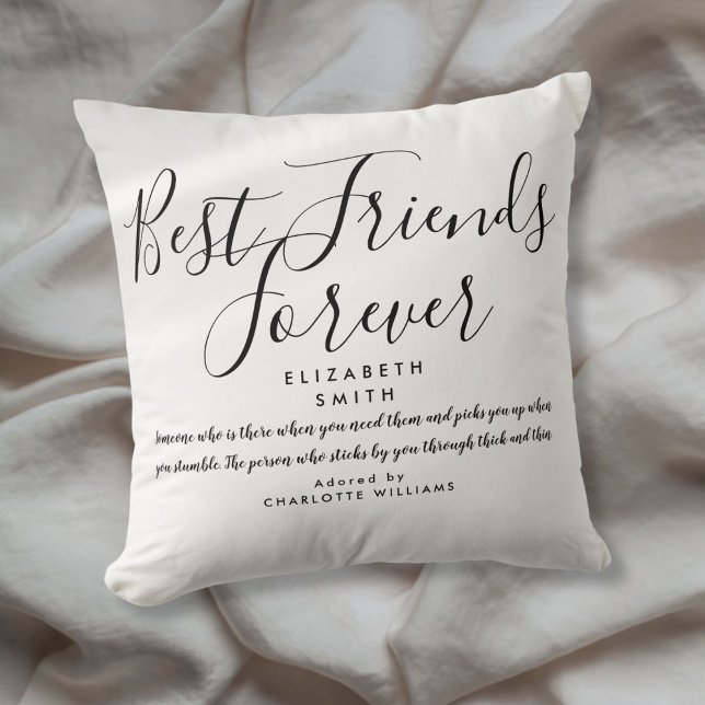Almofada Melhores Amigos Para Sempre Citação de Letra Moder (Best Friends Forever Modern Elegant Script Quote Throw Pillow)