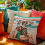 Almofada Melhores Amigos para Sempre | Modern Stripes BFF 4<br><div class="desc">Um presente de excelente para a(s) sua(s) bestie(s). 4 colagem de fotos, fontes modernas e listras de praia de verão modernas se juntam nesta design alegre e divertida. Adicione seu texto personalizado a este design usando as caixas "Editar este modelo design" no lado direito do item, ou clique no botão...</div>