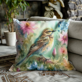 Almofada Melodia de Pássaro Graça Ave & Elegância Floral