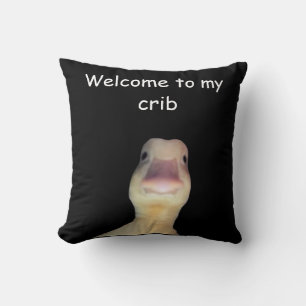 Almofada Meme de Pato Engraçado – “Bem-vindo ao Meu Quarto”