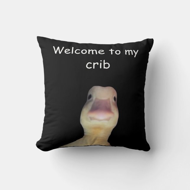Almofada Meme de Pato Engraçado – “Bem-vindo ao Meu Quarto” (Frente)