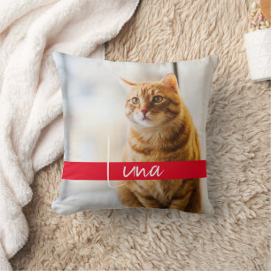 Almofada Memorial Cat do Nome do Texto Branco Moderno