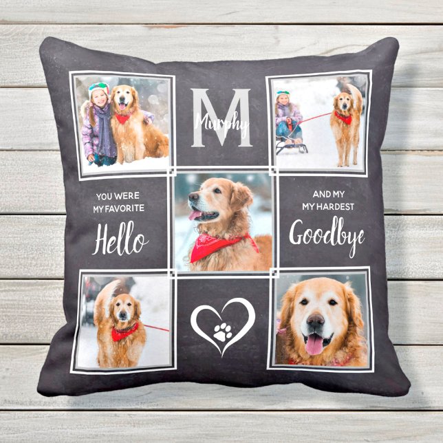 Almofada Memorial Rustic Pet Dog Keepsasaame Colagem de Fot (Criador carregado)