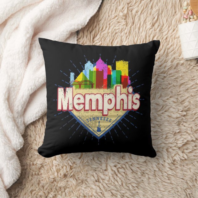 Almofada Memphis Tennessee EUA Retro Skyline (Cobertor)