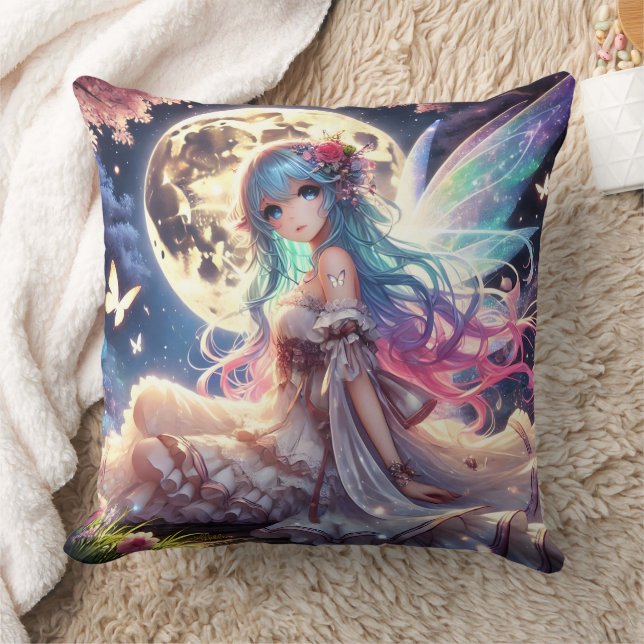 Almofada Menina Anime Princesa Fada da Lua no Jardim (Cobertor)