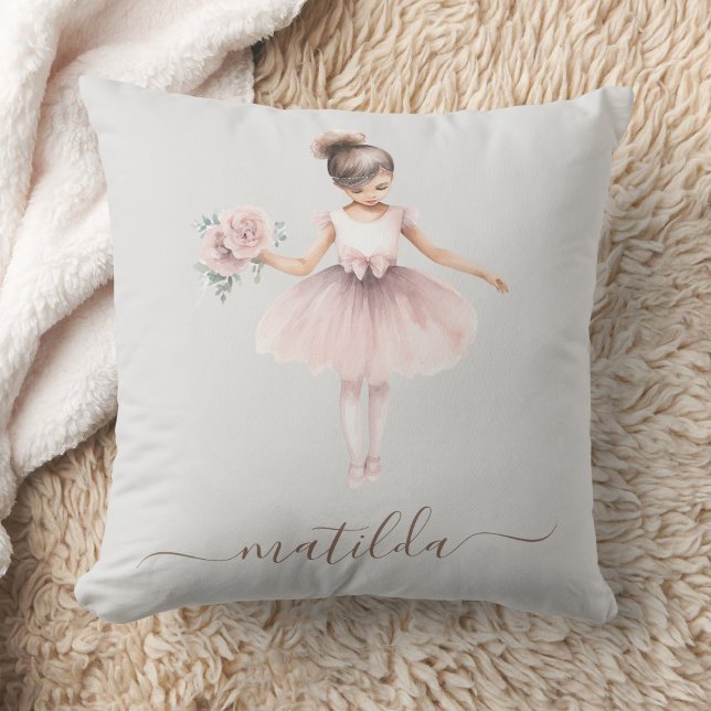 Almofada Menina Ballerina Cute Watercolor (Criador carregado)
