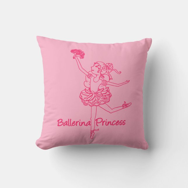 Almofada Menina Ballerina travesseiro decorativo rosa verme (Frente)