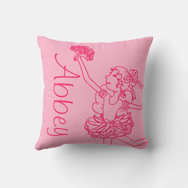Almofada Menina Ballerina vermelha rosa travesseiro decorat (Verso)