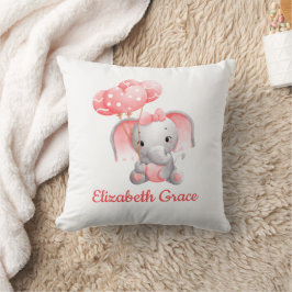 Almofada Menina Bebê Elefante Rosa Balão Monograma Berçário