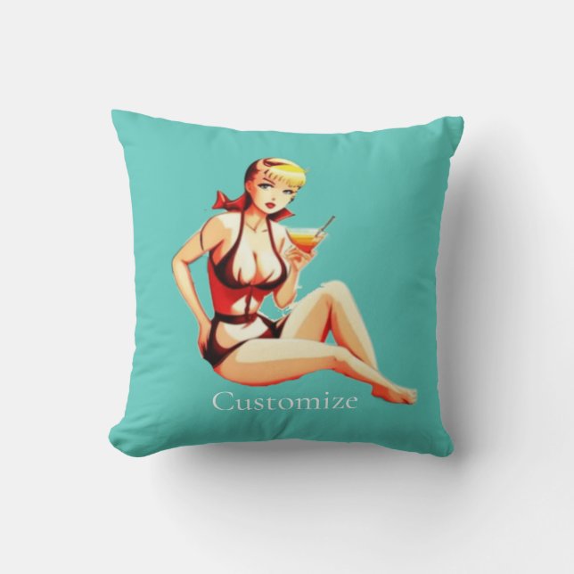 Almofada Menina Bikini, Loura-branca, Thunder_Cove (Frente)