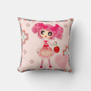 Almofada Menina bonita e bonita PinkyP rosa Kawaii Girl de