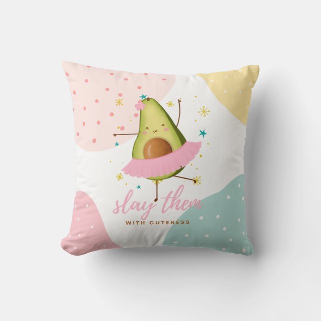 Almofada Menina bonito Kawaii Avocado Ballerina Os Mostra (Frente)