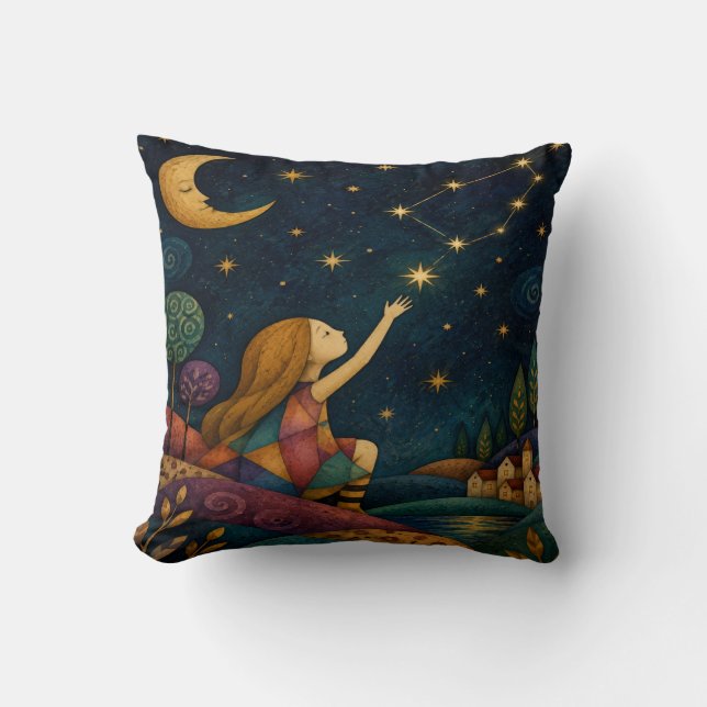 ALMOFADA MENINA CAPRICHOSA ALCANÇANDO AS ESTRELAS (Frente)