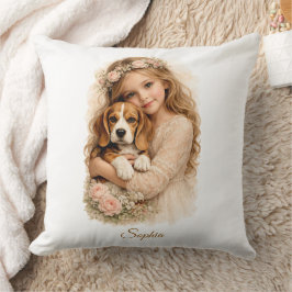 Almofada Menina com Cachorrinho Beagle