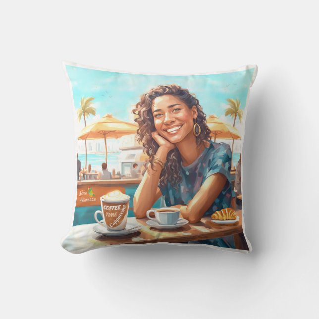 Almofada Menina com pausa para café (Frente)