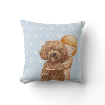 Menina com pinturas do cão/amor de Labradoodle