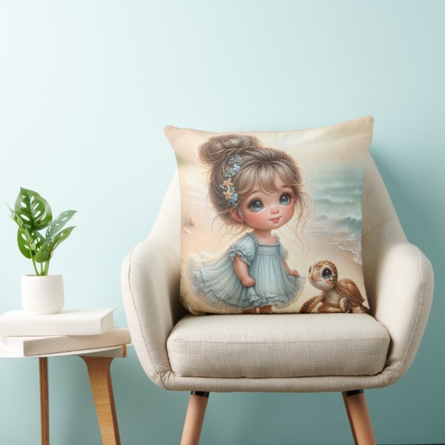 Almofada Menina Com Tartaruga  (Cadeira)