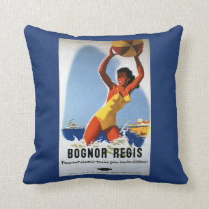 Almofada Menina das estradas de ferro e poster britânicos