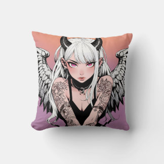 Almofada Menina de animação do diabo-alado