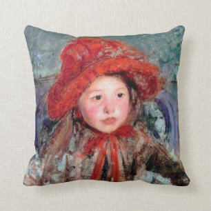 Almofada Menina de chapéu vermelho grande, Mary Cassatt
