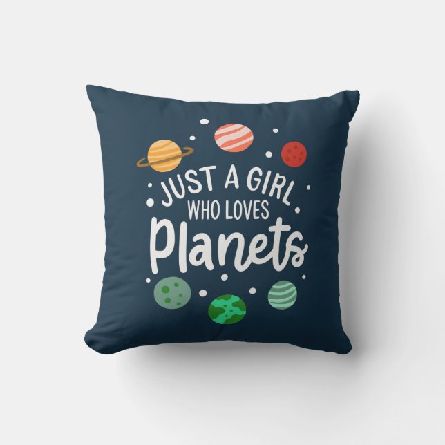 Almofada Menina de Ciência do Espaço Exterior que Ama Plane (Frente)