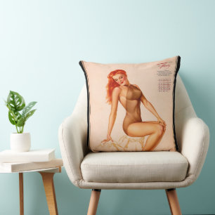 Almofada Menina de fevereiro Varga Rapariga 1946 Calendário