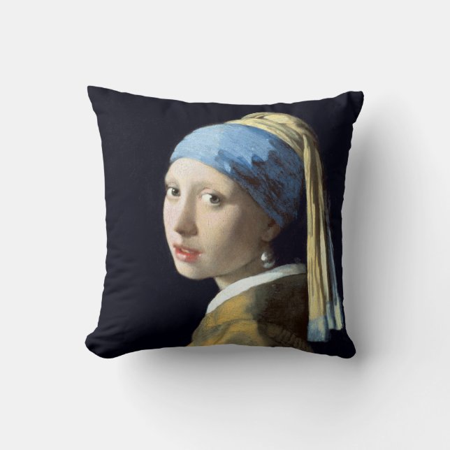 Almofada Menina de Johannes Vermeer com um brinco da pérola (Frente)