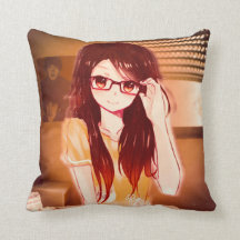 Menina do travesseiro em seu quarto ocasional