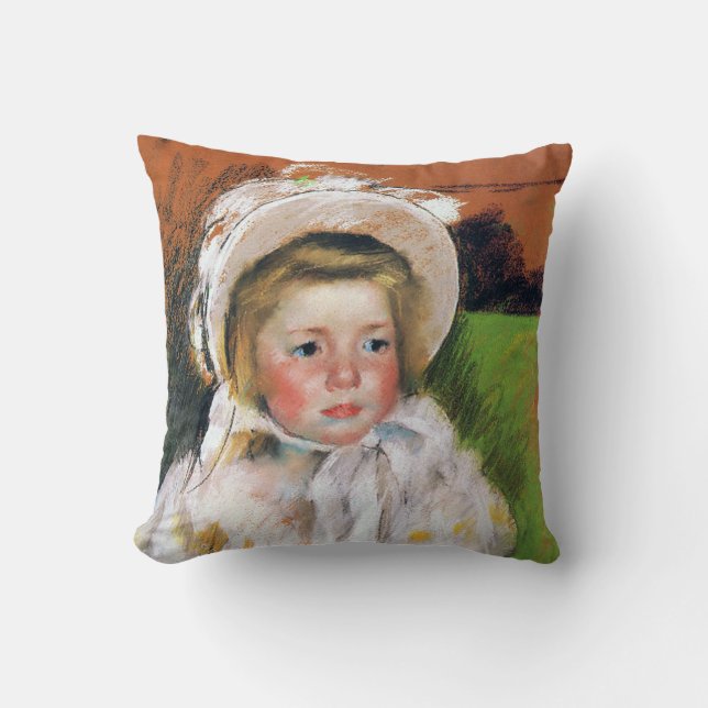 Almofada Menina em um Bonnet Branco, Mary Cassatt (Frente)