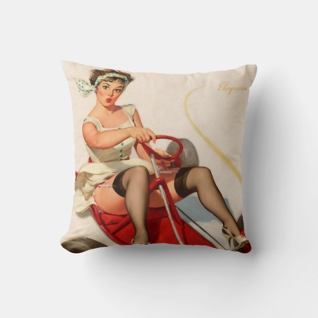 Almofada Menina engraçada do pinup (Frente)