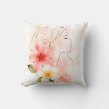 Menina fecha os olhos com flor-aquarela 
