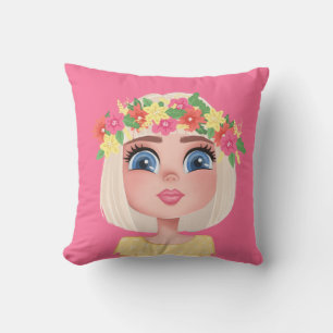 Almofada Menina Flor de Cartografia a Rosa