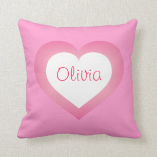 Almofada Menina Menina rosa e coração branco