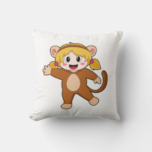 Almofada Menina na fantasia como macaco