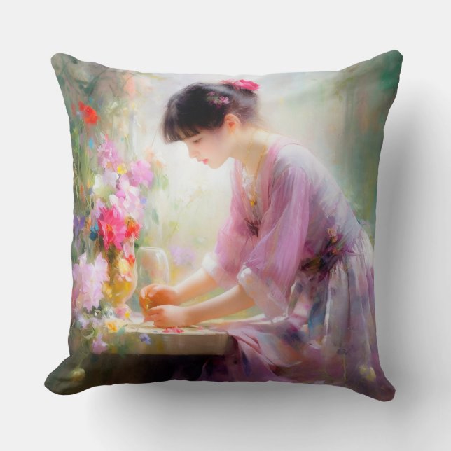 Almofada Menina no Jardim de Flores  (Frente)